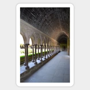 A long hallway open to the garden at Mont Saint-Michel - the castle inspiration for Tangled Sticker